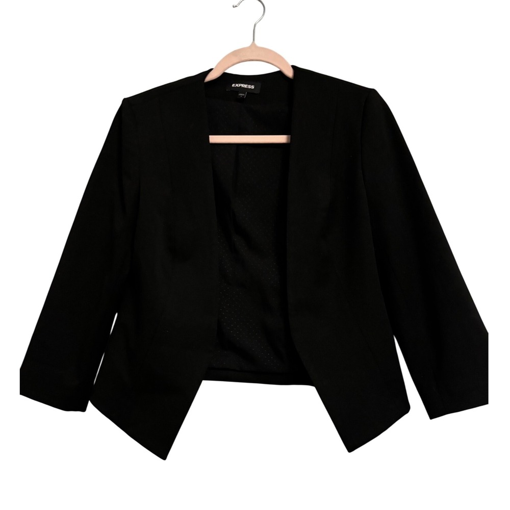 Express Women's Black  Cropped Blazer Jacket Size 4‎